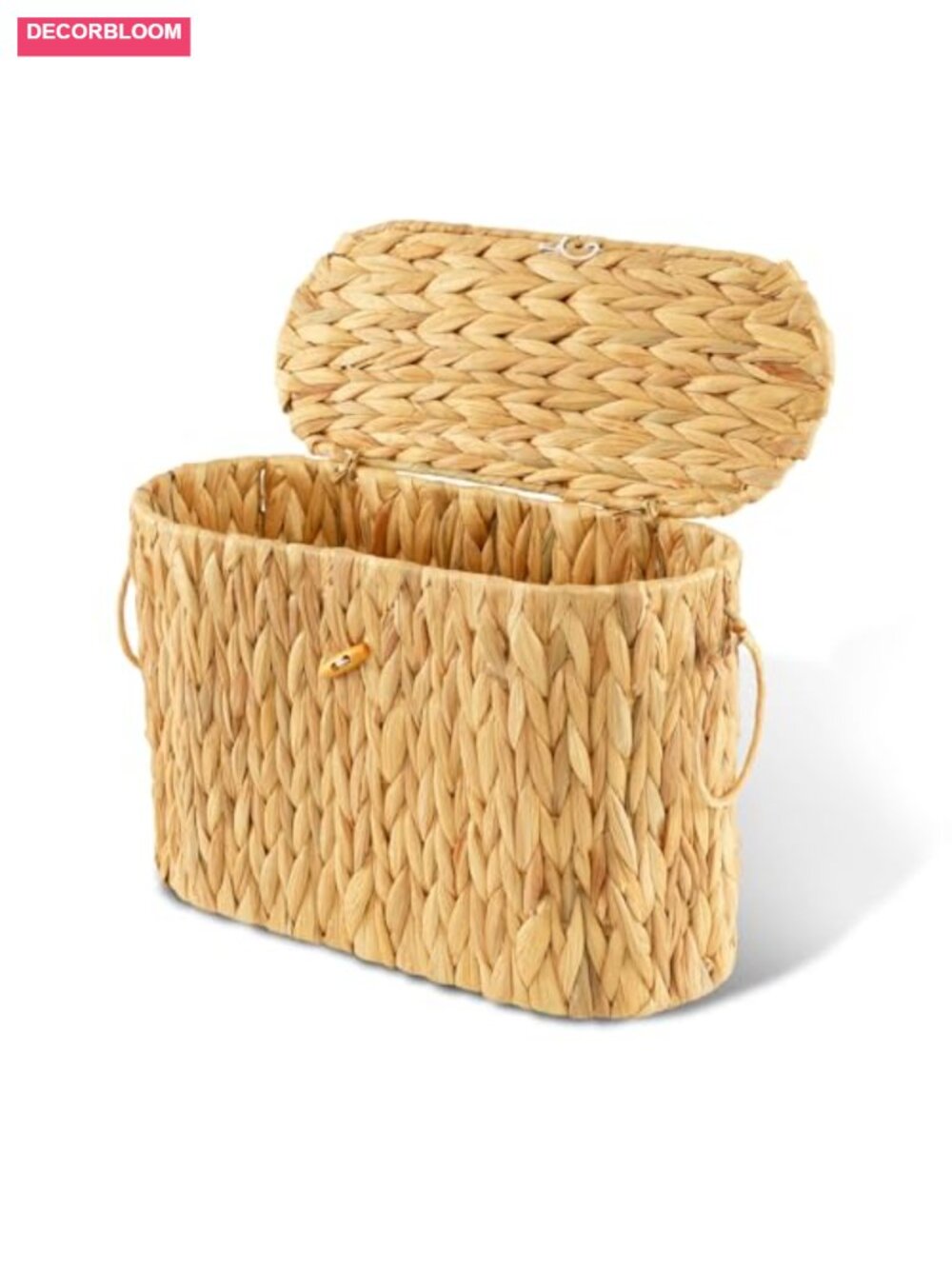 Water Hyacinth Toilet Paper Storage Basket with Lid, Wicker Organizer, Holds